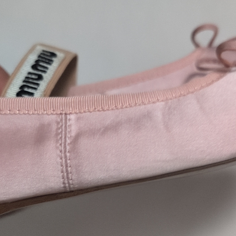 Miu Miu Pink Satin Ballet Flats - Picture 10 of 16